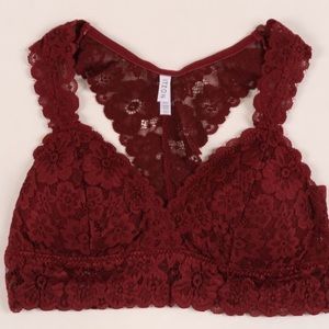 Burgundy Floral lace bralette🌸